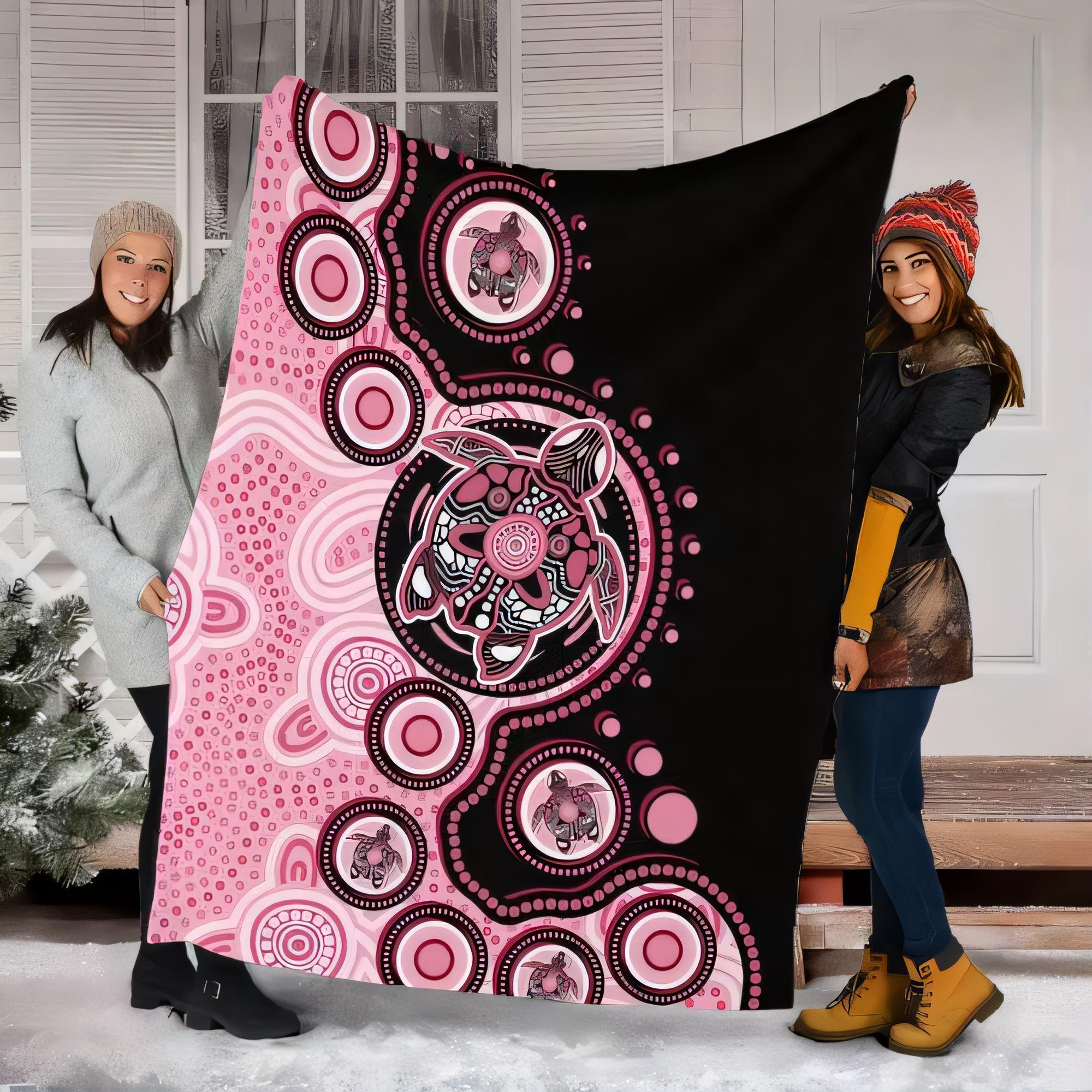 Aboriginal Art Style Blanket Pink and Black Large Cozy Throw with Turtle Motifs for Winter, Perfect for Outdoor Use and Stylish 75cmx90cm
Aboriginal Art Style Blanket Pink and Black Large Cozy Throw with Turtle Motifs for Winter, Perfect for Outdoor Use and Stylish 75cmx90cm