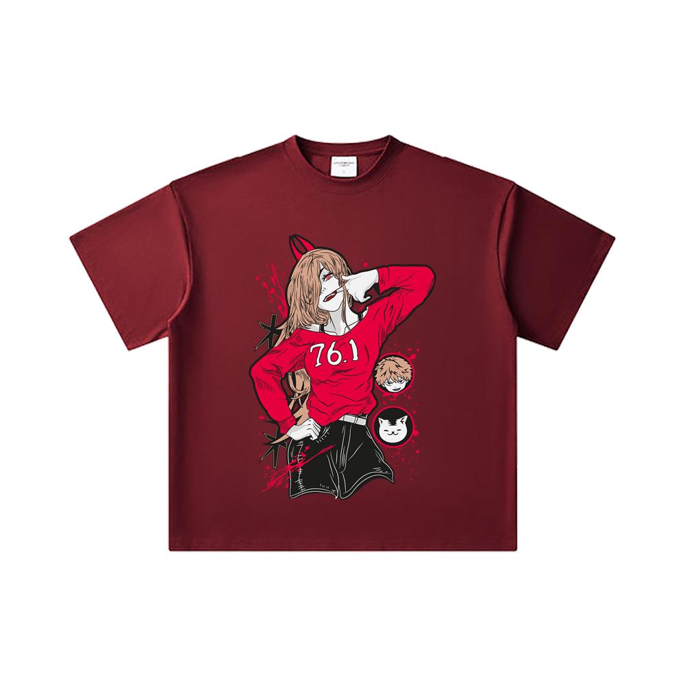 260 GSM Double Yarn 32 Count 100% Cotton Chainsaw Man V6 Power Print Unisex Heavy Cotton T Shirt 2XL вина червоного кольору
260 GSM Double Yarn 32 Count 100% Cotton Chainsaw Man V6 Power Print Unisex Heavy Cotton T Shirt 2XL вина червоного кольору