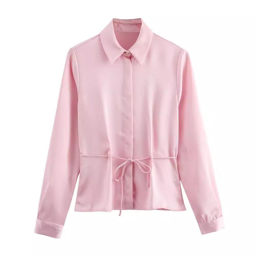 2024 spring and summer new fashion women s sweet thin section with decorative waist silk satin texture shirt L рожевий
2024 spring and summer new fashion women s sweet thin section with decorative waist silk satin texture shirt L рожевий