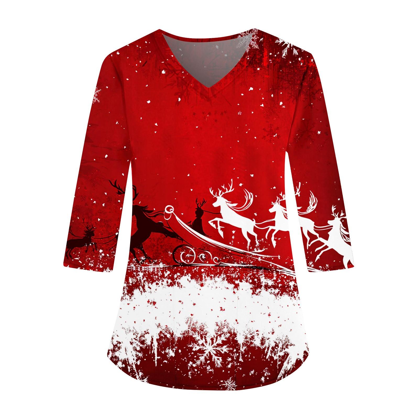 Женская мода повседневная униформа с рукавом три четверти и рождественским принтом XXL винный
Женская мода повседневная униформа с рукавом три четверти и рождественским принтом XXL винный