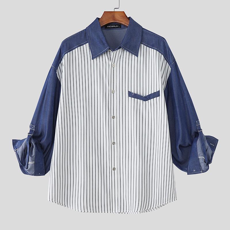INCERUN Oversized S-5XL Men Long Sleeve Striped Print Patchwork Casual Loose Button Shirts Tops 5XL синий
INCERUN Oversized S-5XL Men Long Sleeve Striped Print Patchwork Casual Loose Button Shirts Tops 5XL синий