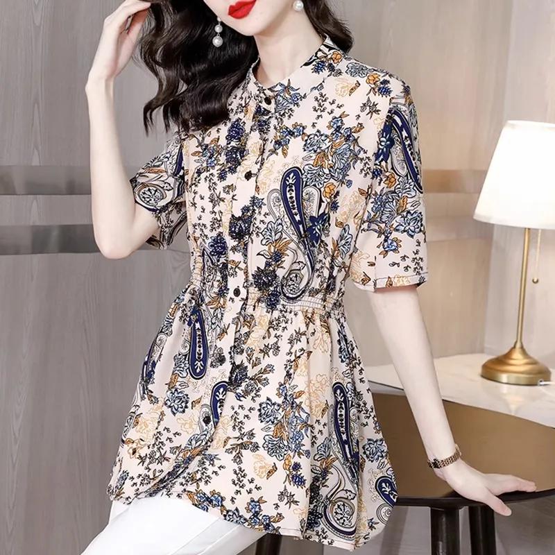 Женская летняя рубашка средней длины с коротким рукавом для мамочек, свободные повседневные топы с принтом S
Женская летняя рубашка средней длины с коротким рукавом для мамочек, свободные повседневные топы с принтом S