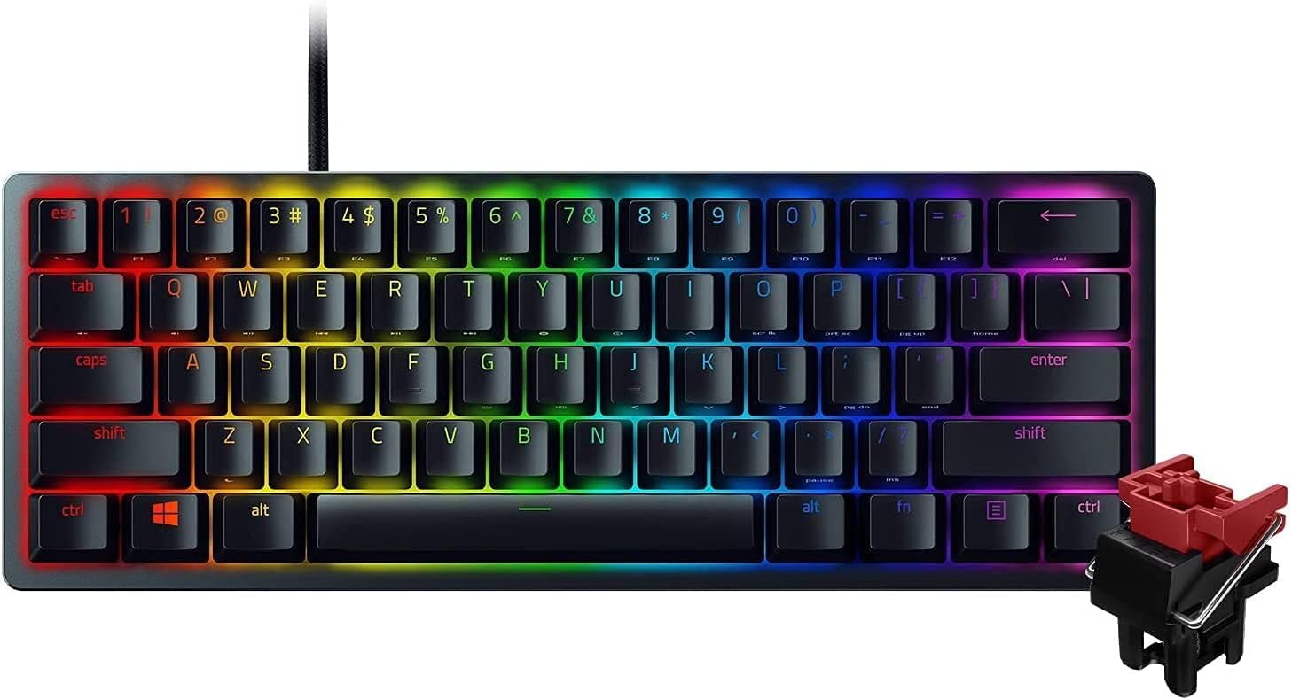 Huntsman Mini Compact Gaming Keyboard Linear Optical US Linear Tactile Quiet Chroma - Switches, English, Layout, 60% Layout, Ultra-Fast 1.2mm
Huntsman Mini Compact Gaming Keyboard Linear Optical US Linear Tactile Quiet Chroma - Switches, English, Layout, 60% Layout, Ultra-Fast 1.2mm
