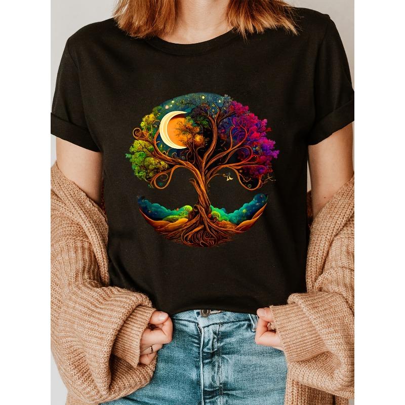European sizes Moon Tree of Life Fashion Letter Print T-Shirt, Short Sleeve Crew Neck Casual Top 4XL
European sizes Moon Tree of Life Fashion Letter Print T-Shirt, Short Sleeve Crew Neck Casual Top 4XL