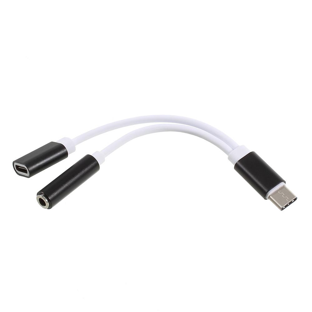 USB Type-C to 3.5mm Jack Aux Audio+USB Type-C Charging Female Port Splitter Cable Black
USB Type-C to 3.5mm Jack Aux Audio+USB Type-C Charging Female Port Splitter Cable Black