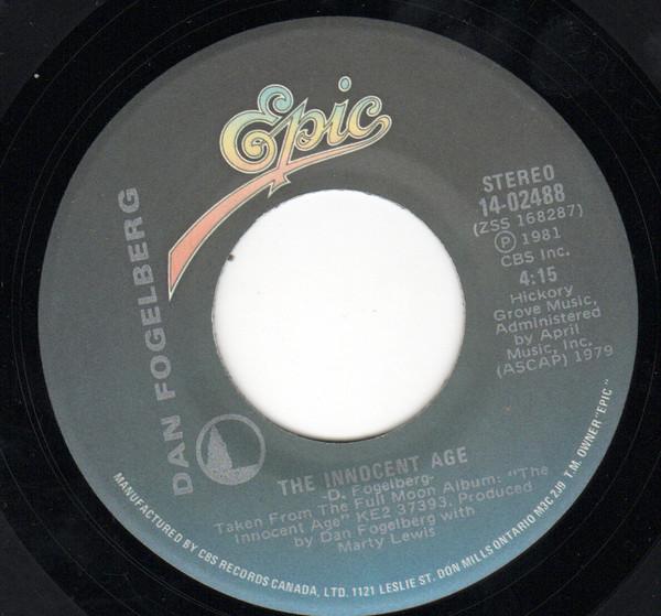 7inch Record DAN FOGELBERG - Hard To Say / The Innocent Age 1402488 Epic, Full Moon 1981 Canada Rock Used
7inch Record DAN FOGELBERG - Hard To Say / The Innocent Age 1402488 Epic, Full Moon 1981 Canada Rock Used