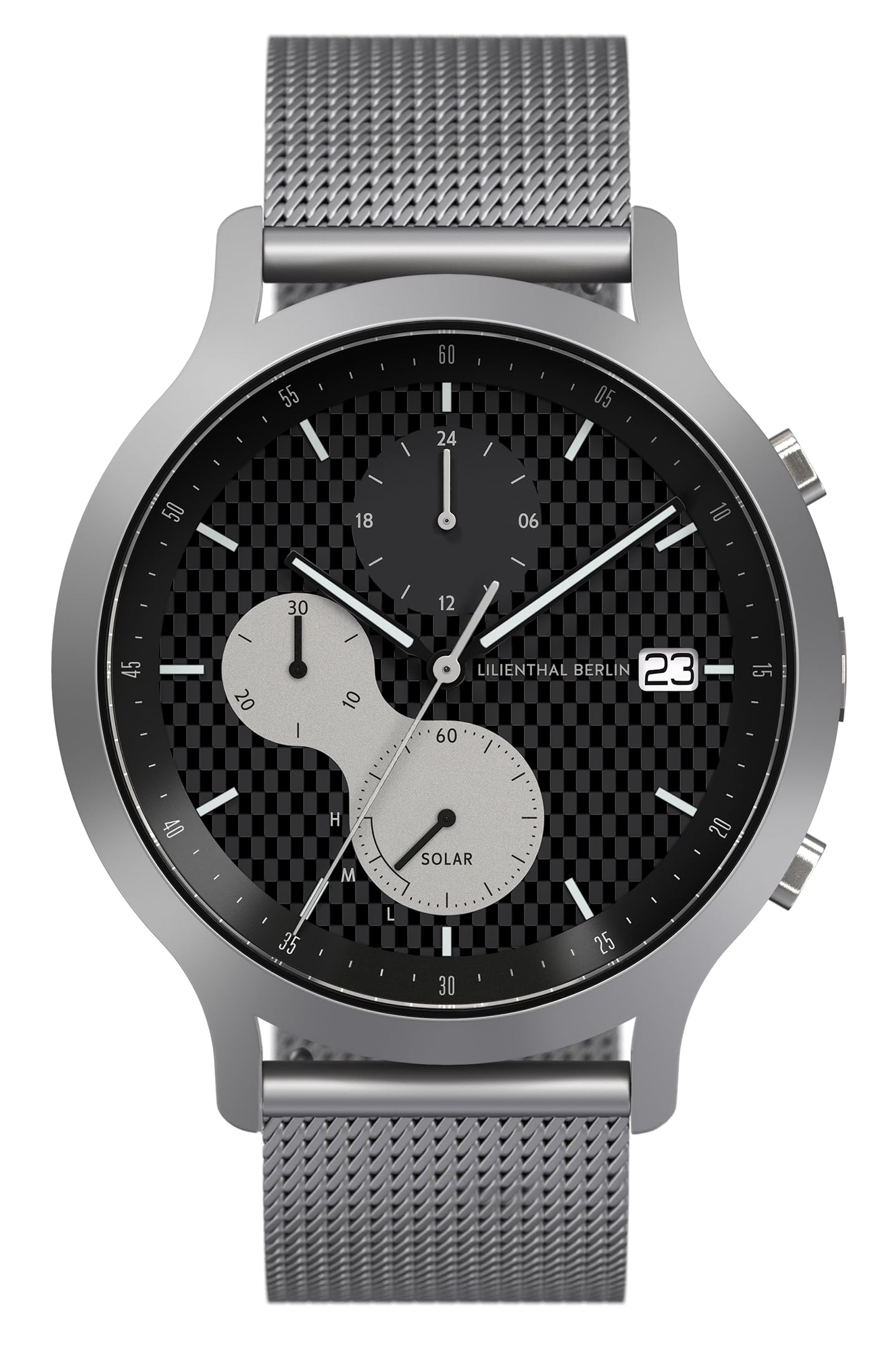 Lilianthal Berlin Solar Chronograph Watch with Date Limited Made in Silver Men s Display, Edition, Germany, C01-LE-SLR-3-B023A, чорний
Lilianthal Berlin Solar Chronograph Watch with Date Limited Made in Silver Men s Display, Edition, Germany, C01-LE-SLR-3-B023A, чорний