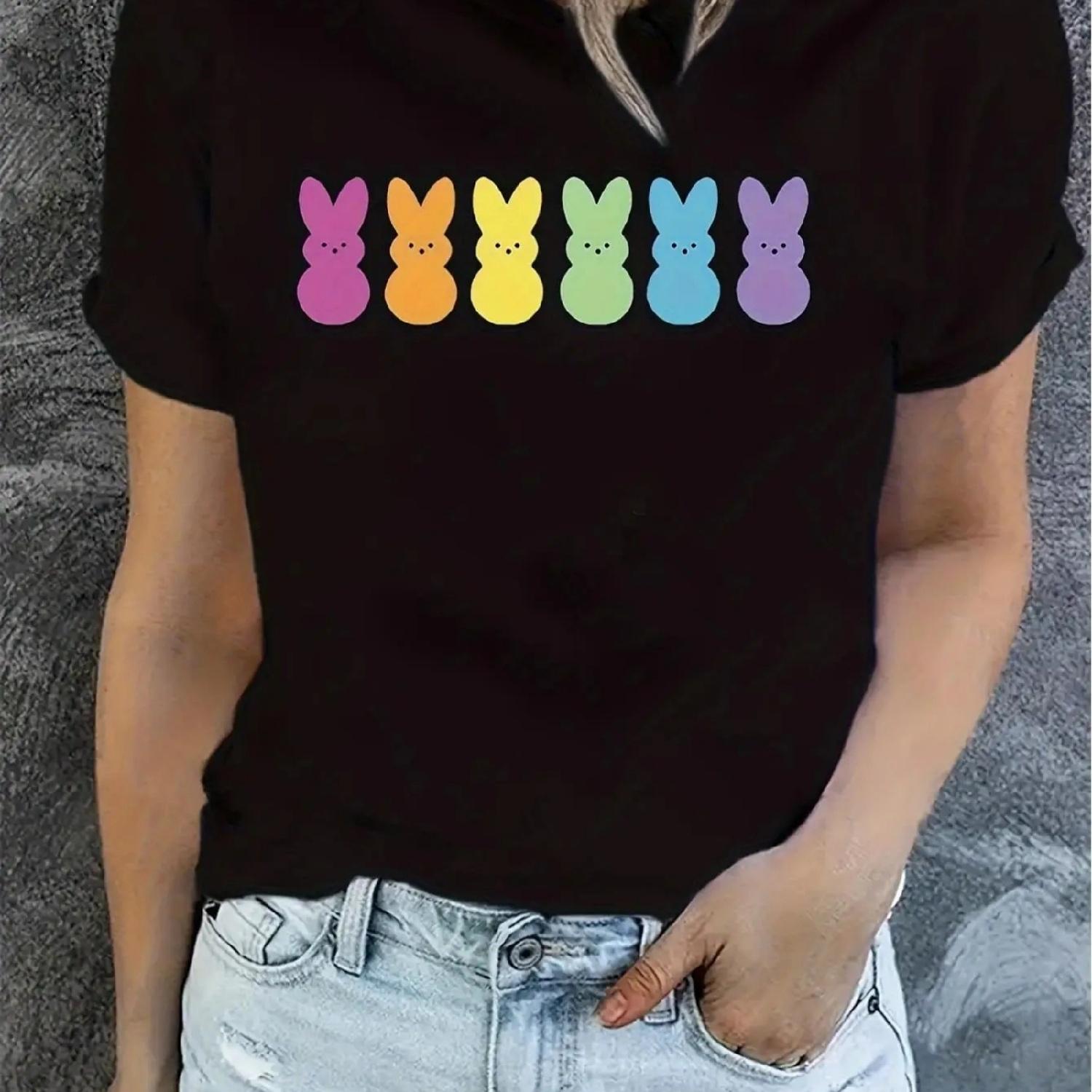 Жіноча футболка з великоднім кроликом - Повсякденна з круглим вирізом, коротким рукавом, зручного крою топ для весни-літа, футболка, що стирається в машині, для А XXXXXL різнокольоровий
Жіноча футболка з великоднім кроликом - Повсякденна з круглим вирізом, коротким рукавом, зручного крою топ для весни-літа, футболка, що стирається в машині, для А XXXXXL різнокольоровий