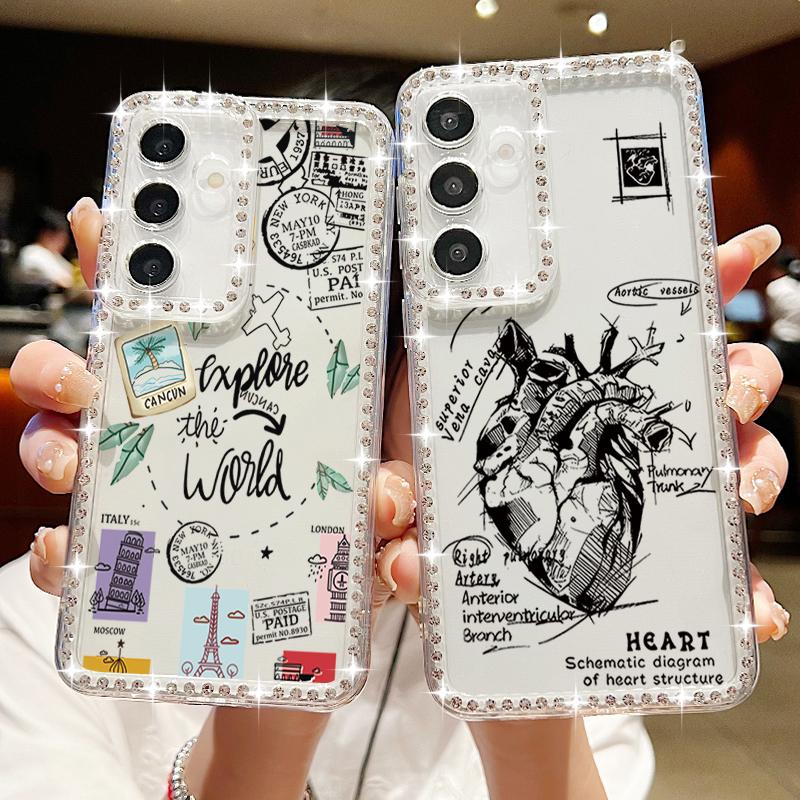 Heart Print Soft Silicone Phone Case For Samsung S25 Edge S24 FE S23 Ultra S22 A16 A56 A36 A15 A55 A35 Diamond Frame Clear Shockproof Cover Samsung A52 / A52s
Heart Print Soft Silicone Phone Case For Samsung S25 Edge S24 FE S23 Ultra S22 A16 A56 A36 A15 A55 A35 Diamond Frame Clear Shockproof Cover Samsung A52 / A52s