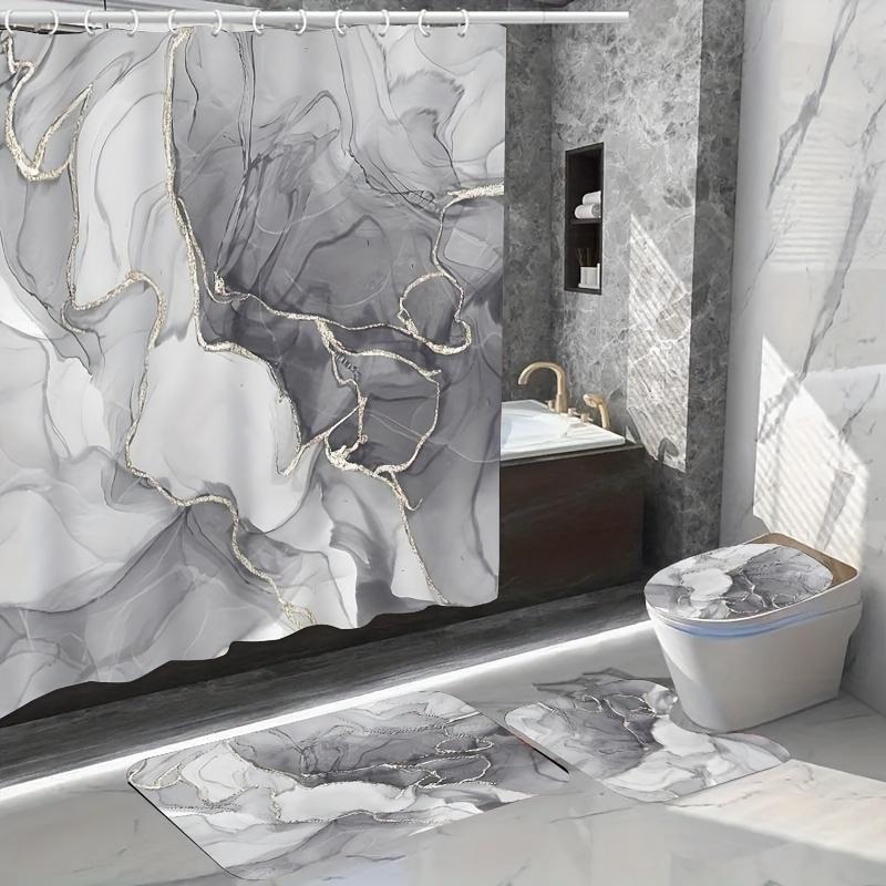 Elegant Marble Design Bathroom Set: Waterproof Shower Curtain, Toilet Seat Cover, Non-Slip Rug, And 12 Hooks - Polyester Fabric, W60H190(CM)-1 Pcs
Elegant Marble Design Bathroom Set: Waterproof Shower Curtain, Toilet Seat Cover, Non-Slip Rug, And 12 Hooks - Polyester Fabric, W60H190(CM)-1 Pcs