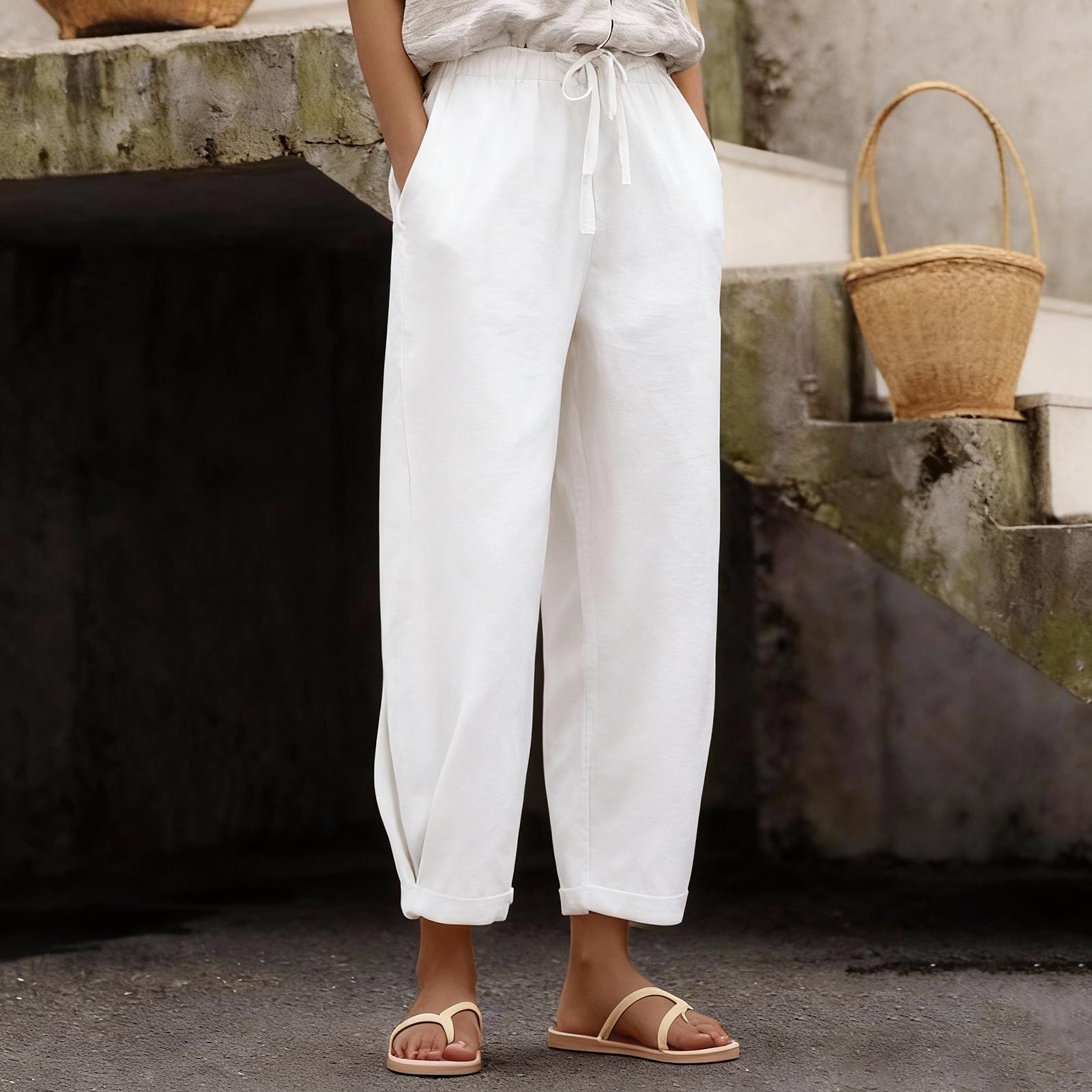 Women s Cotton And Linen Color Fashionable Casual Everyday Pants With Side Pockets, Drawstring, And Elastic Waist. XL білий
Women s Cotton And Linen Color Fashionable Casual Everyday Pants With Side Pockets, Drawstring, And Elastic Waist. XL білий