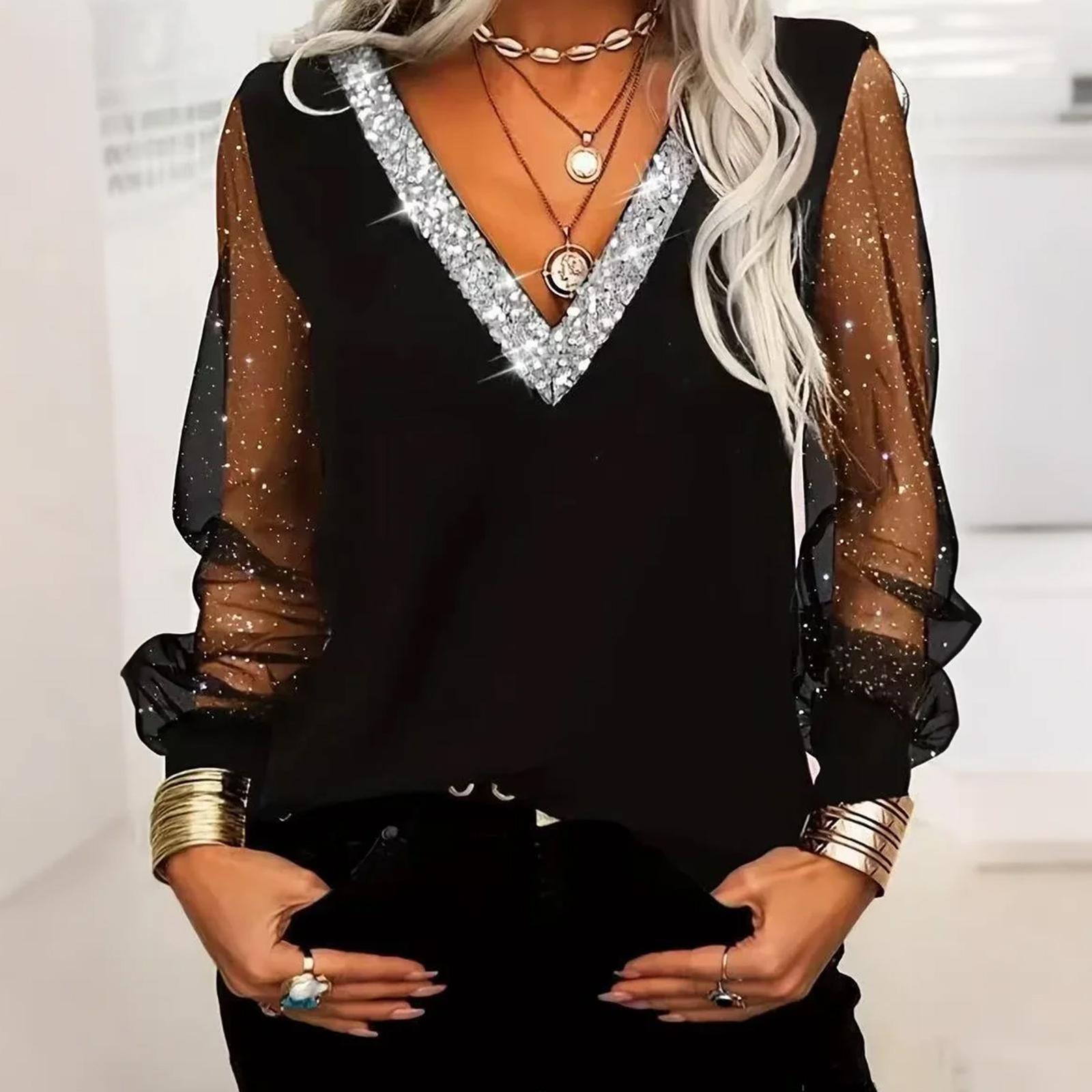 Women s Fashion Sequin Mesh Long-Sleeve Casual T-Shirt Top M чорний
Women s Fashion Sequin Mesh Long-Sleeve Casual T-Shirt Top M чорний
