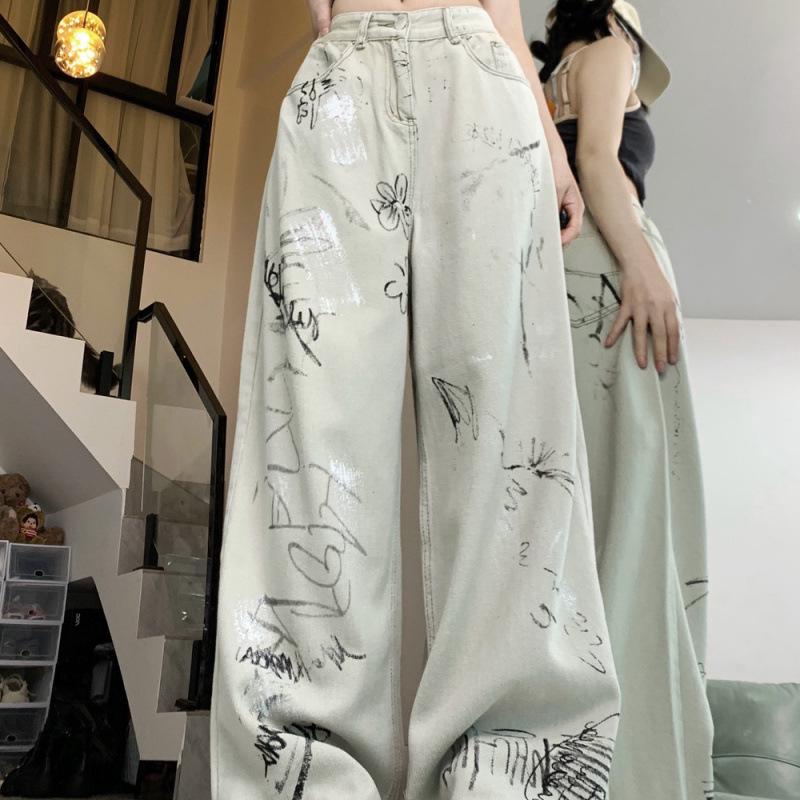 Women s European-Style High-Waist Graffiti Print Wide-Leg Jeans for Spring & Autumn L світло-синій колір
Women s European-Style High-Waist Graffiti Print Wide-Leg Jeans for Spring & Autumn L світло-синій колір