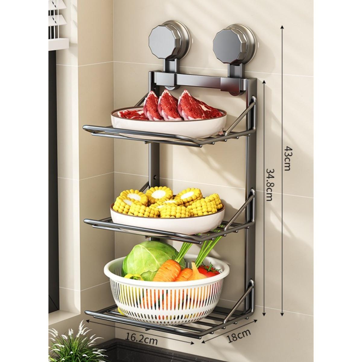 Kitchen multifunctional folding storage rack, suction cup wall mounted vegetable tray 43x18x16.2cm сірий
Kitchen multifunctional folding storage rack, suction cup wall mounted vegetable tray 43x18x16.2cm сірий
