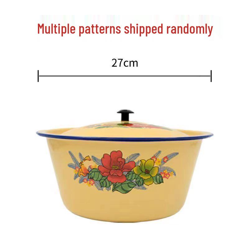 Vintage Enamel Basin & Lid: Deep Soup Pot, Dumpling Bowl, Seasoning Jar, Medicine Decanter, Minimalist Lard Container.
Vintage Enamel Basin & Lid: Deep Soup Pot, Dumpling Bowl, Seasoning Jar, Medicine Decanter, Minimalist Lard Container.