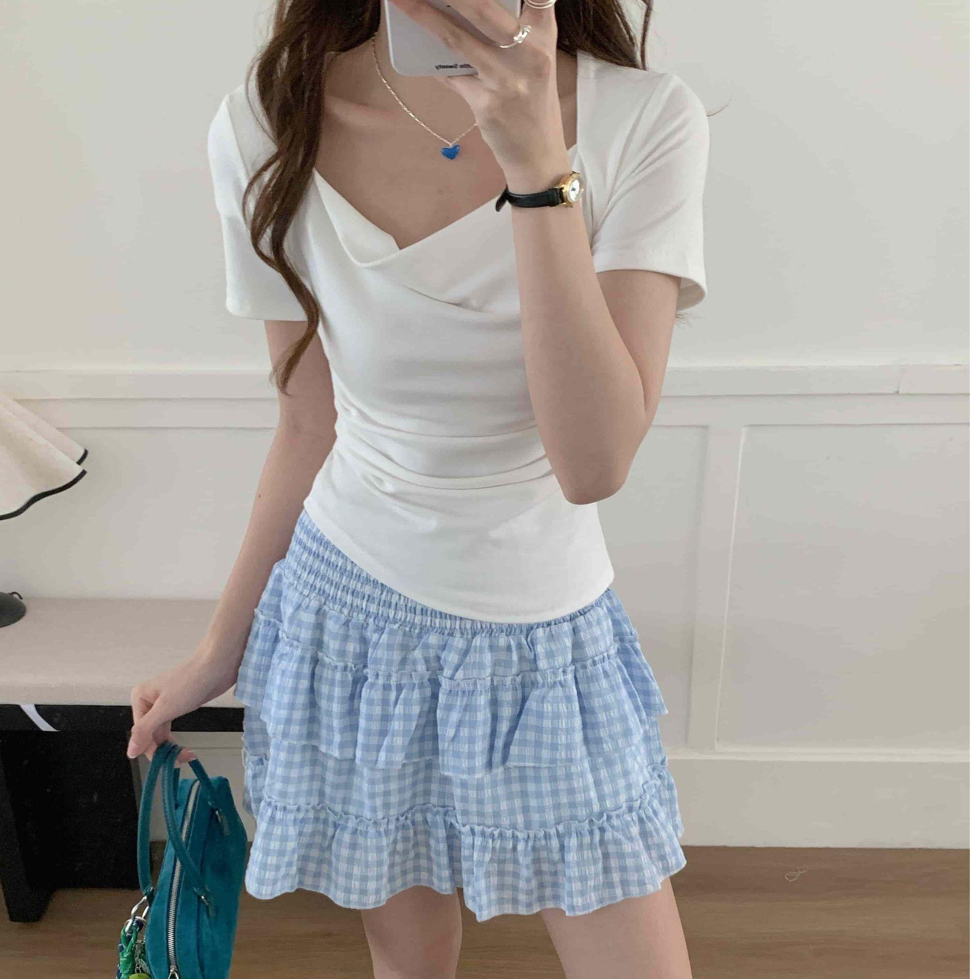 Summer New Irregular Short-sleeved T-shirt Women s Shoulder Swing Collar Design Slim-fit Top S розы красного
Summer New Irregular Short-sleeved T-shirt Women s Shoulder Swing Collar Design Slim-fit Top S розы красного