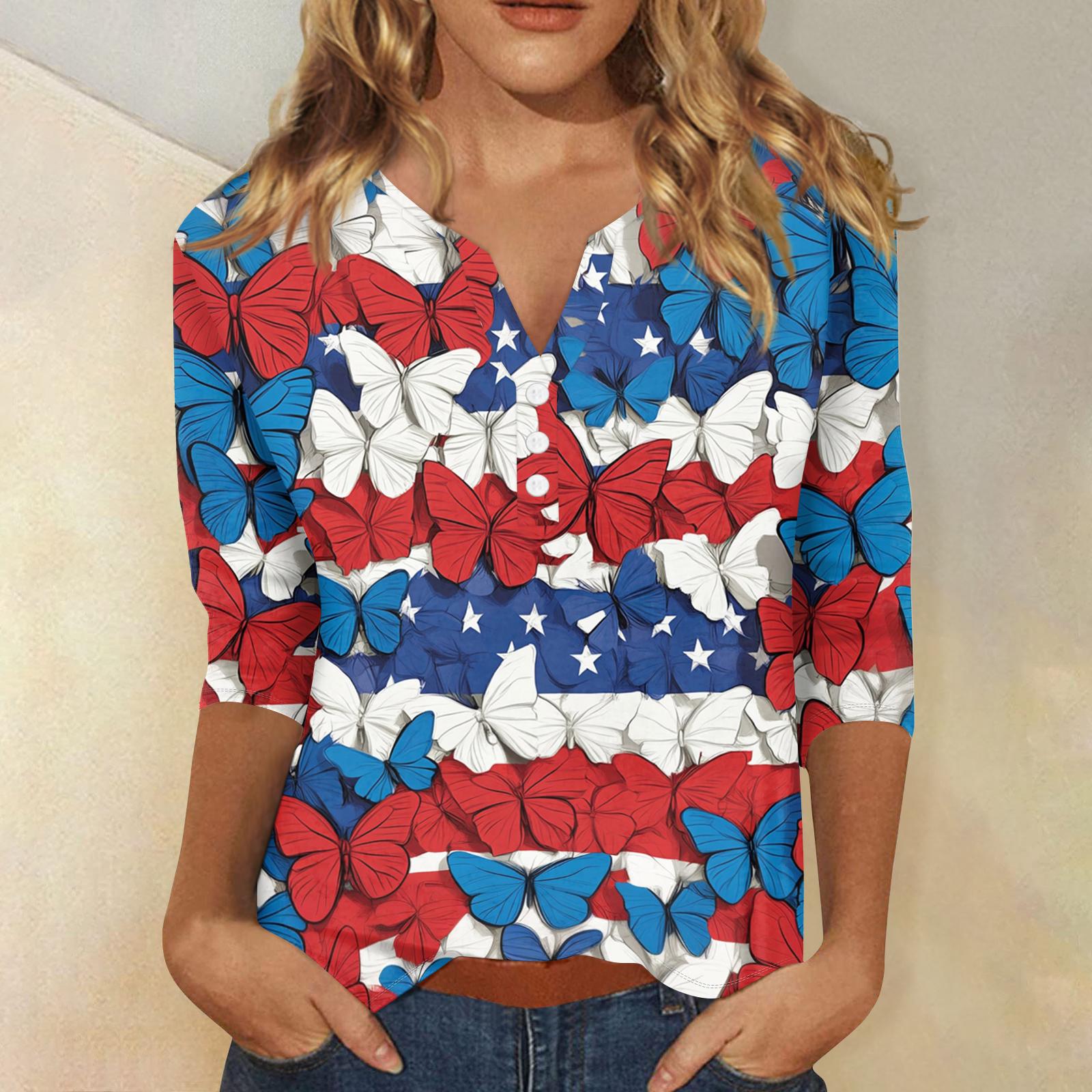 Women’s V Neck 3/4 Sleeve Blouse with Star Print Loose Fit Pullover Top Casual Lightweight Comfortable Shirt for Daily Wear S
Women’s V Neck 3/4 Sleeve Blouse with Star Print Loose Fit Pullover Top Casual Lightweight Comfortable Shirt for Daily Wear S