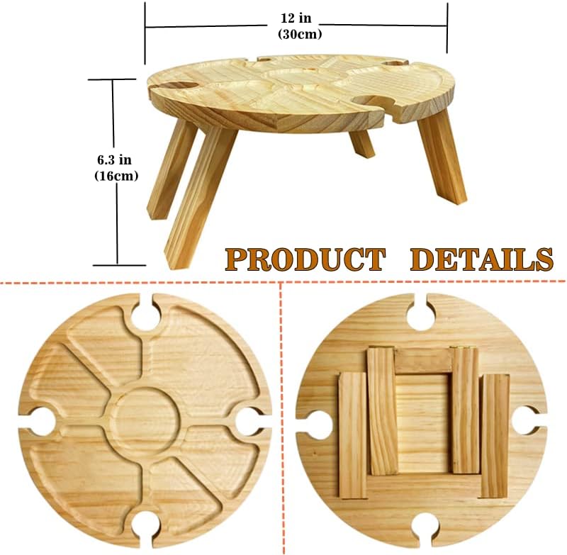 Wooden Folding Picnic Table with Wine Glass Holder - Portable Creative 2 in 1 Wine Glass Rack & Compartmental Dish for Cheese an United States
Wooden Folding Picnic Table with Wine Glass Holder - Portable Creative 2 in 1 Wine Glass Rack & Compartmental Dish for Cheese an United States