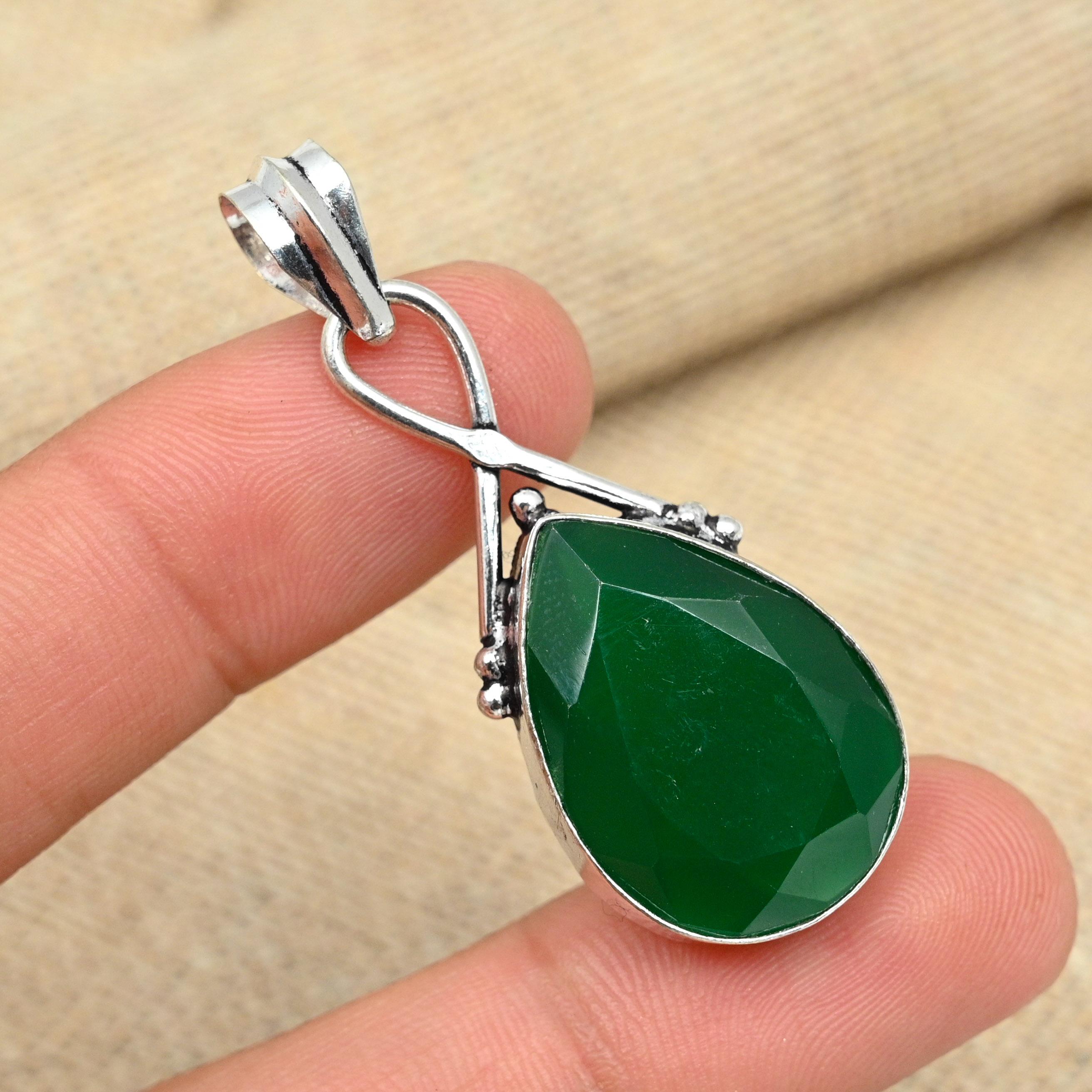 Ювелирные изделия из стерлингового серебра 925 пробы с зеленым ониксом ручной работы, очаровательный кулон для нее
Ювелирные изделия из стерлингового серебра 925 пробы с зеленым ониксом ручной работы, очаровательный кулон для нее