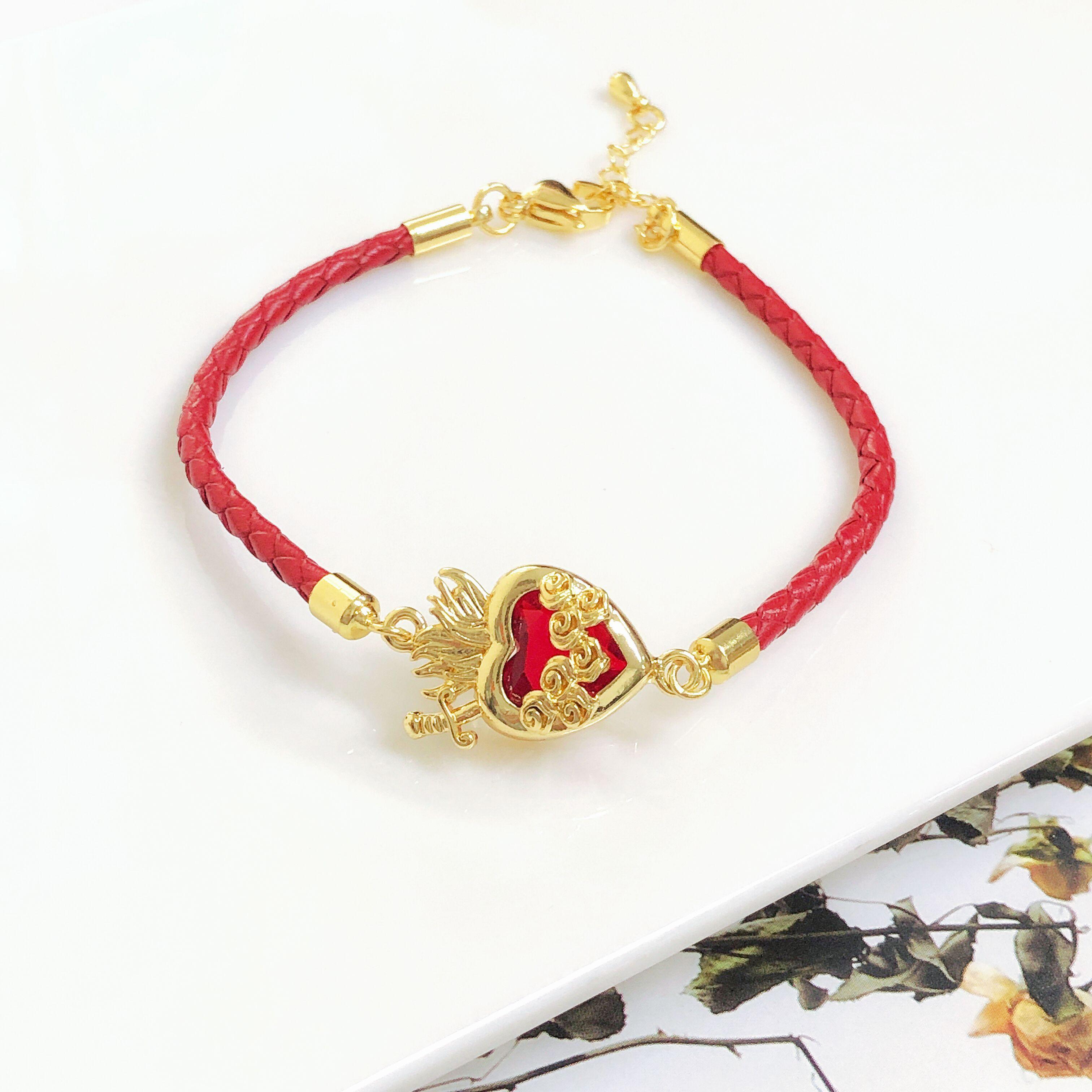 New Arrival Red Heart-Shaped Crystal Gold-Plated Flower Leaf Leather Bracelet Luxury For Women Girls Travel Vacation Zircon
New Arrival Red Heart-Shaped Crystal Gold-Plated Flower Leaf Leather Bracelet Luxury For Women Girls Travel Vacation Zircon