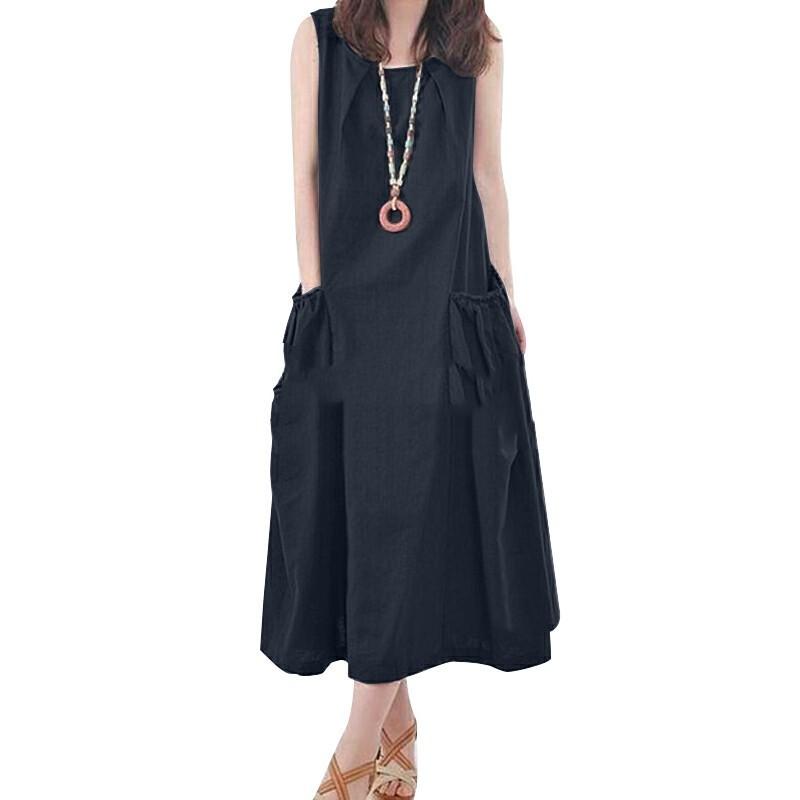 Summer Sleeveless Maxi Dress Women Fashion Work Holiday Sundress Casual Solid Color O Neck Vestidos Midi Robe Oversize XS темно-синього кольору
Summer Sleeveless Maxi Dress Women Fashion Work Holiday Sundress Casual Solid Color O Neck Vestidos Midi Robe Oversize XS темно-синього кольору