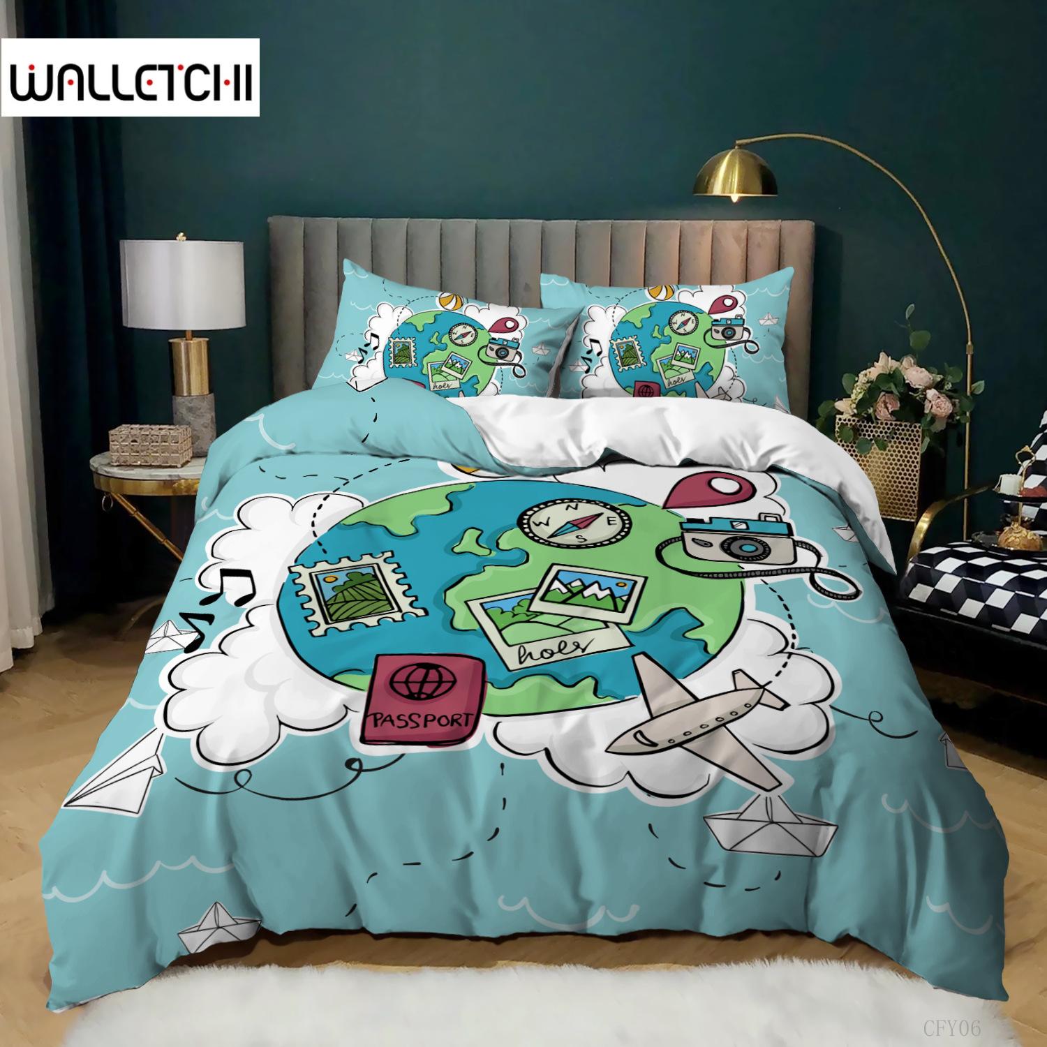 Earth Duvet Cover Set King Size Polyester Blue Globe Print Compass Camera Airplane Passport Pattern Comforter Cover For Teen Boy EU single(135x200cm)
Earth Duvet Cover Set King Size Polyester Blue Globe Print Compass Camera Airplane Passport Pattern Comforter Cover For Teen Boy EU single(135x200cm)