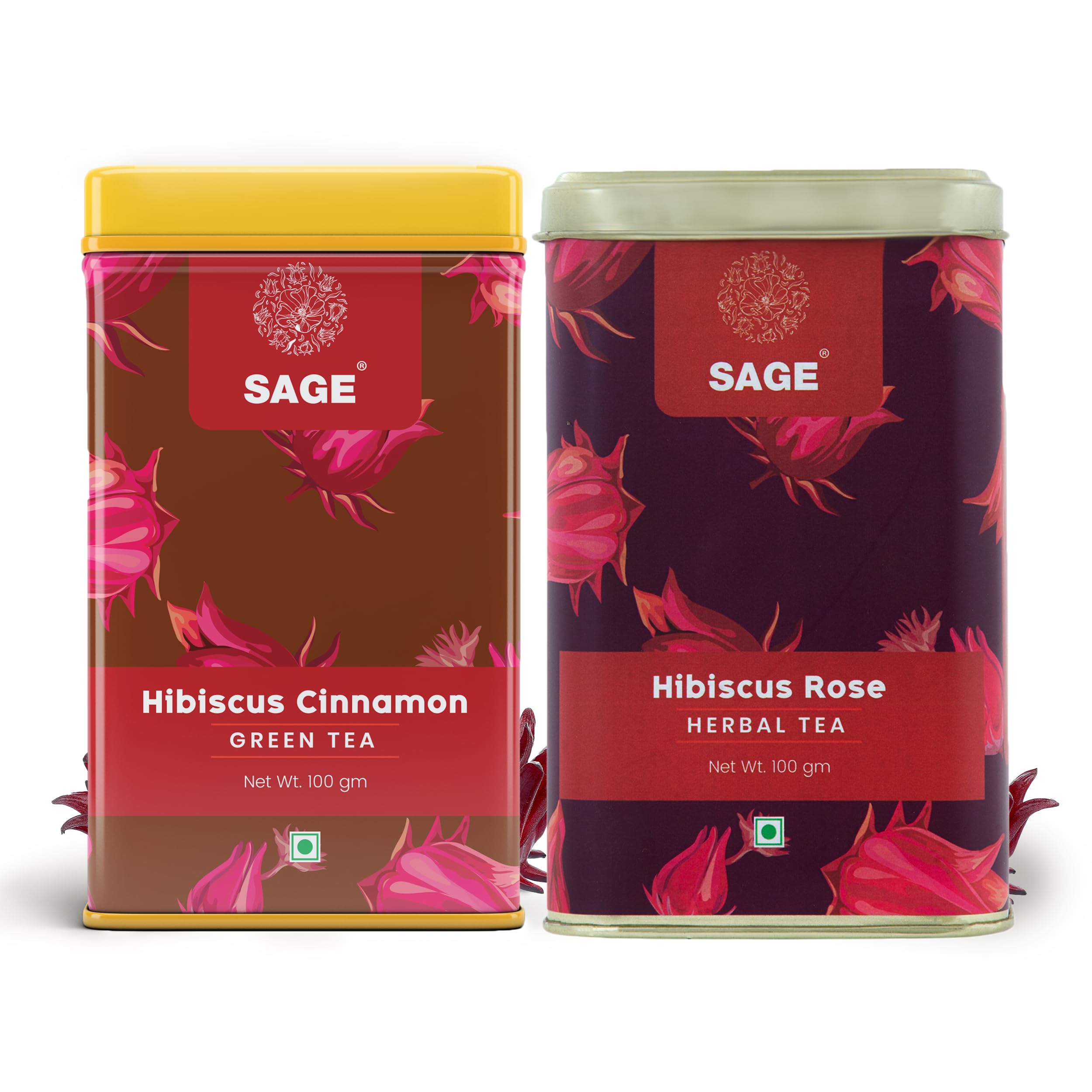 SAGE Hibiscus Tea Gift Pack Combo (Loose Leaf) - Made with Dried Hibiscus Flowers, Cinnamon & Rose - Gift for Housewarming, Anniversary, Birthday
SAGE Hibiscus Tea Gift Pack Combo (Loose Leaf) - Made with Dried Hibiscus Flowers, Cinnamon & Rose - Gift for Housewarming, Anniversary, Birthday