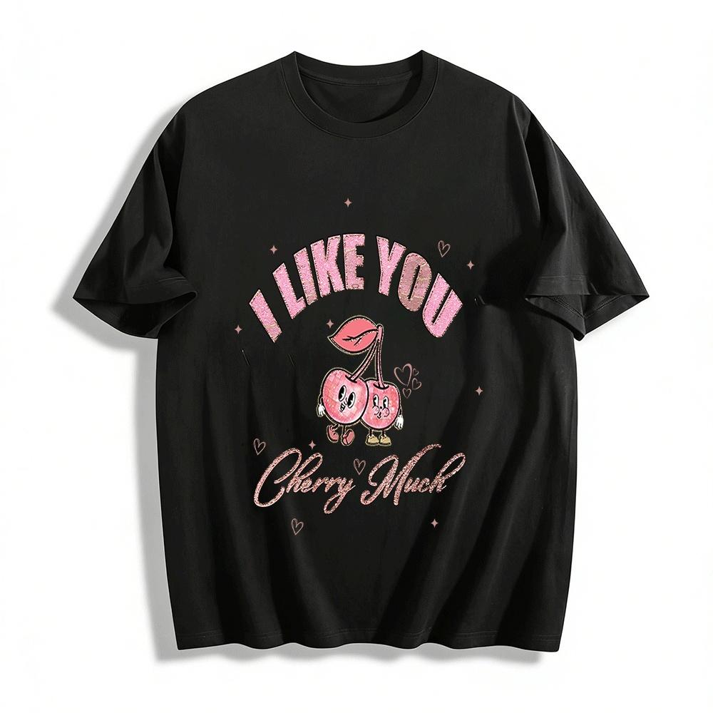 Cute Cherry Print Glitter Style Top I LIKE YOU CHERRY MUCH Fun Confession Tee Pure cotton T-shirt XXS
Cute Cherry Print Glitter Style Top I LIKE YOU CHERRY MUCH Fun Confession Tee Pure cotton T-shirt XXS