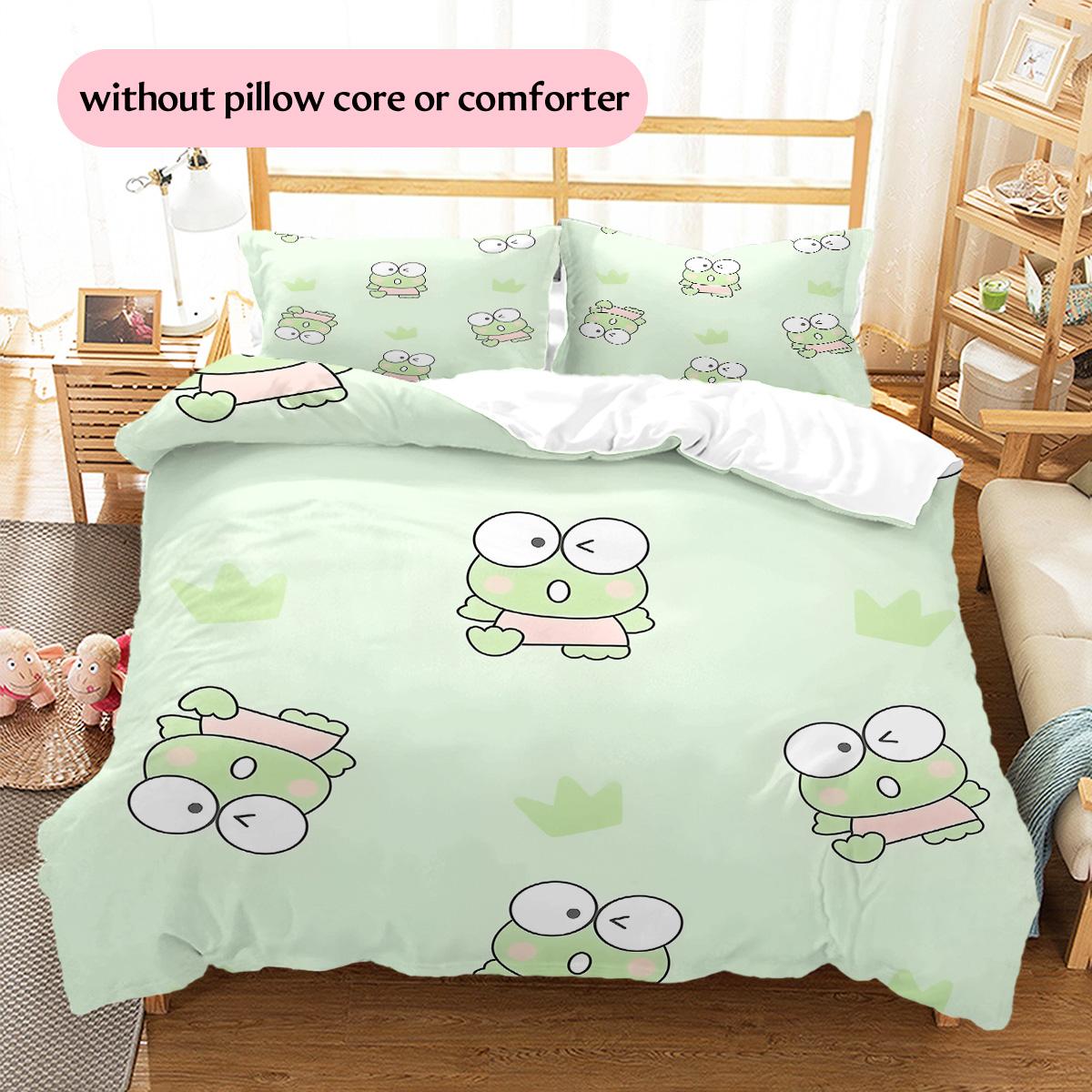 Kerokerokeroppi Pattern Bedding Quilt Set Home Decoration Gift (1 * duvet cover + 2 * pillowcase without core) 135x200cm
Kerokerokeroppi Pattern Bedding Quilt Set Home Decoration Gift (1 * duvet cover + 2 * pillowcase without core) 135x200cm