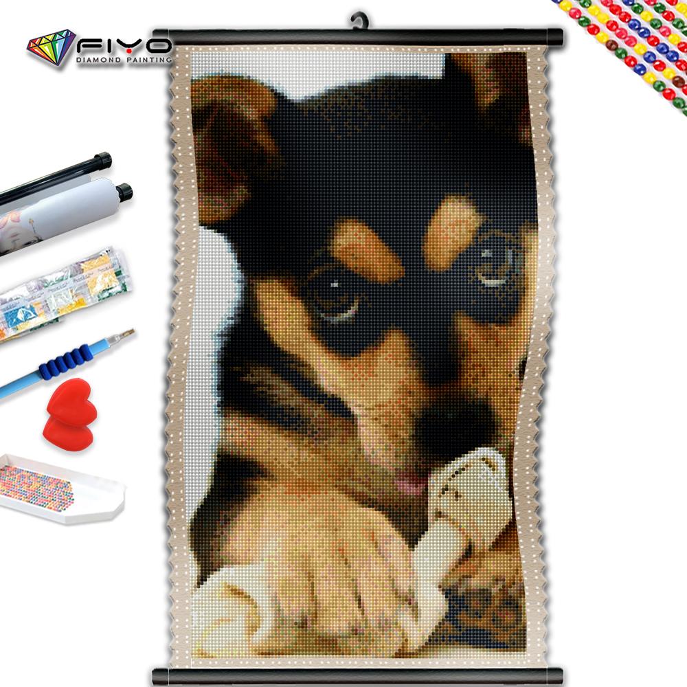 5D DIY Рамка Алмазная вышивка Черная собака Мозаика Наборы для вышивки крестом Полная дрель Квадратная картина Животное Украшение дома