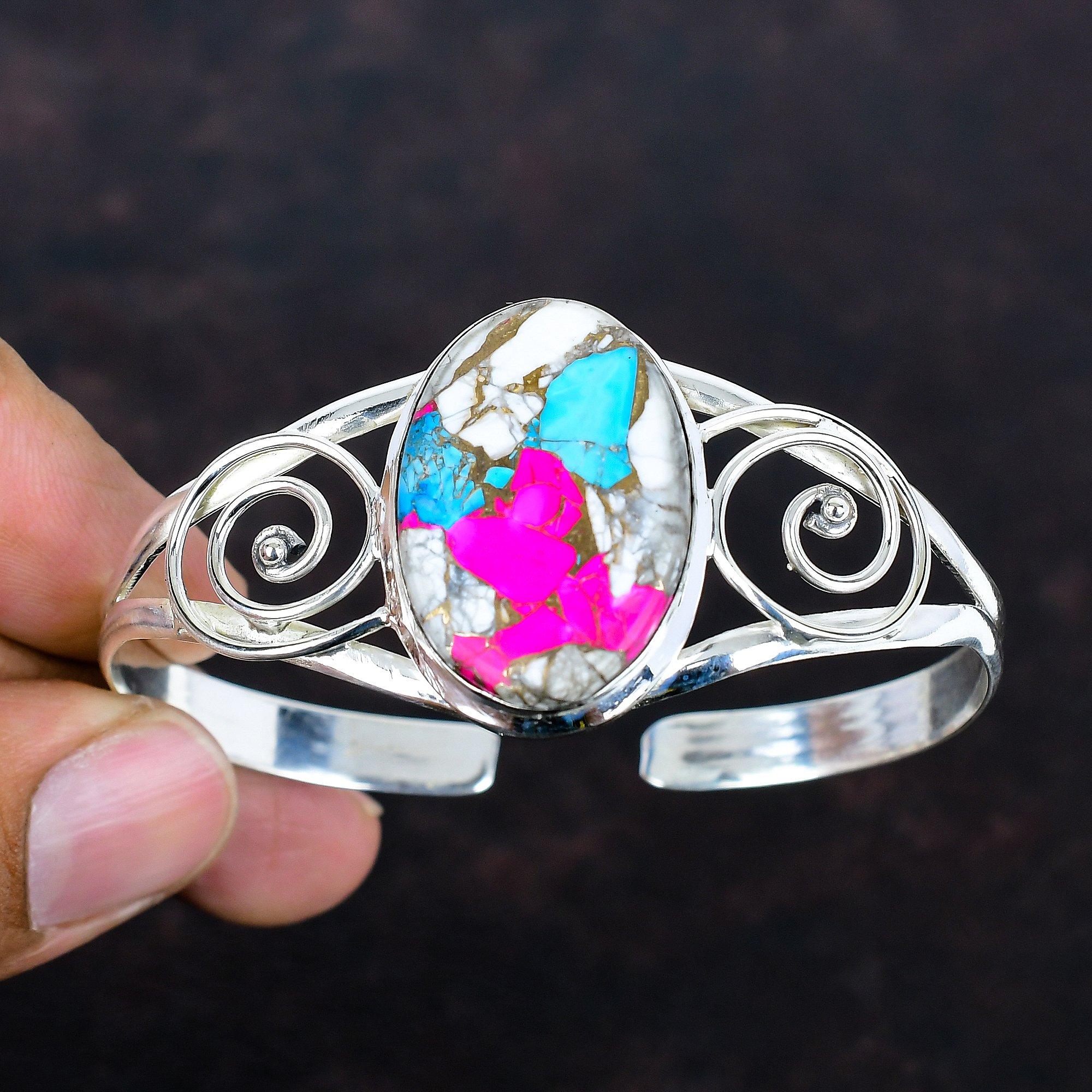 Cotton candy turquoise bangle 925 sterling silver cuff bracelet gemstone bangle adjustable cuff bracelet handmade jewelry gifts for mother Adjustable
Cotton candy turquoise bangle 925 sterling silver cuff bracelet gemstone bangle adjustable cuff bracelet handmade jewelry gifts for mother Adjustable
