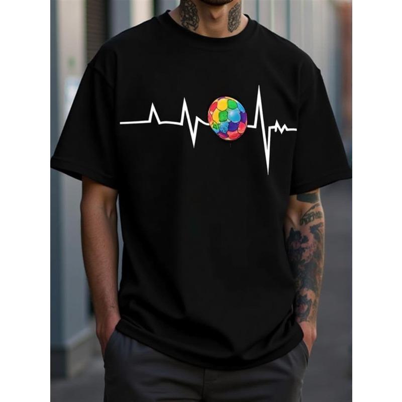 European Size Men S Black T Shirts with Humorous Rainbow Soccer Heartbeat Design, Perfect for Casual Attire, These Trendy Printed Shirts 4XL чорний
European Size Men S Black T Shirts with Humorous Rainbow Soccer Heartbeat Design, Perfect for Casual Attire, These Trendy Printed Shirts 4XL чорний