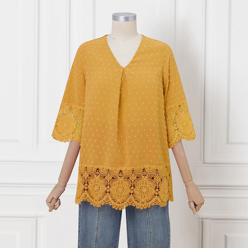 VONDA Women Casual V Neck 3/4 Sleeve Texture Lace Patchwork Blouse 5XL жёлтый
VONDA Women Casual V Neck 3/4 Sleeve Texture Lace Patchwork Blouse 5XL жёлтый