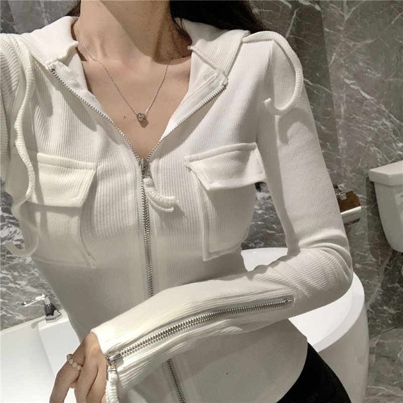 Hooded Long Sleeves Knitwear Small Coat Short Cuff Zipper Slim Fit Easiest for Match Tops Bottoming Shirt K-style Fashion Women White S
Hooded Long Sleeves Knitwear Small Coat Short Cuff Zipper Slim Fit Easiest for Match Tops Bottoming Shirt K-style Fashion Women White S