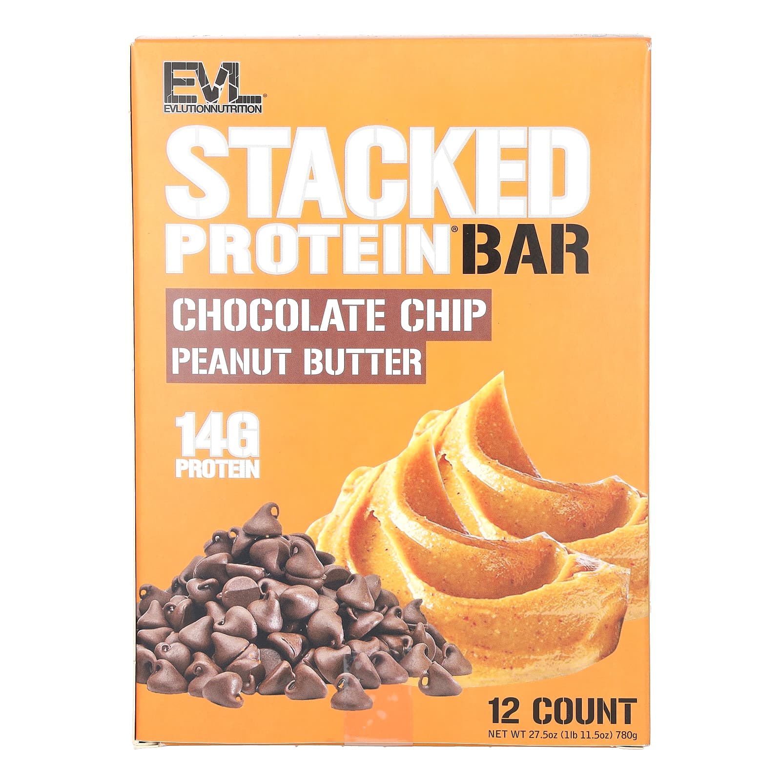 EVLution Nutrition, Stacked Protein Bar, Chocolate Chip Peanut Butter, 12 Bars, 2.29 oz (65 g) Each
EVLution Nutrition, Stacked Protein Bar, Chocolate Chip Peanut Butter, 12 Bars, 2.29 oz (65 g) Each
