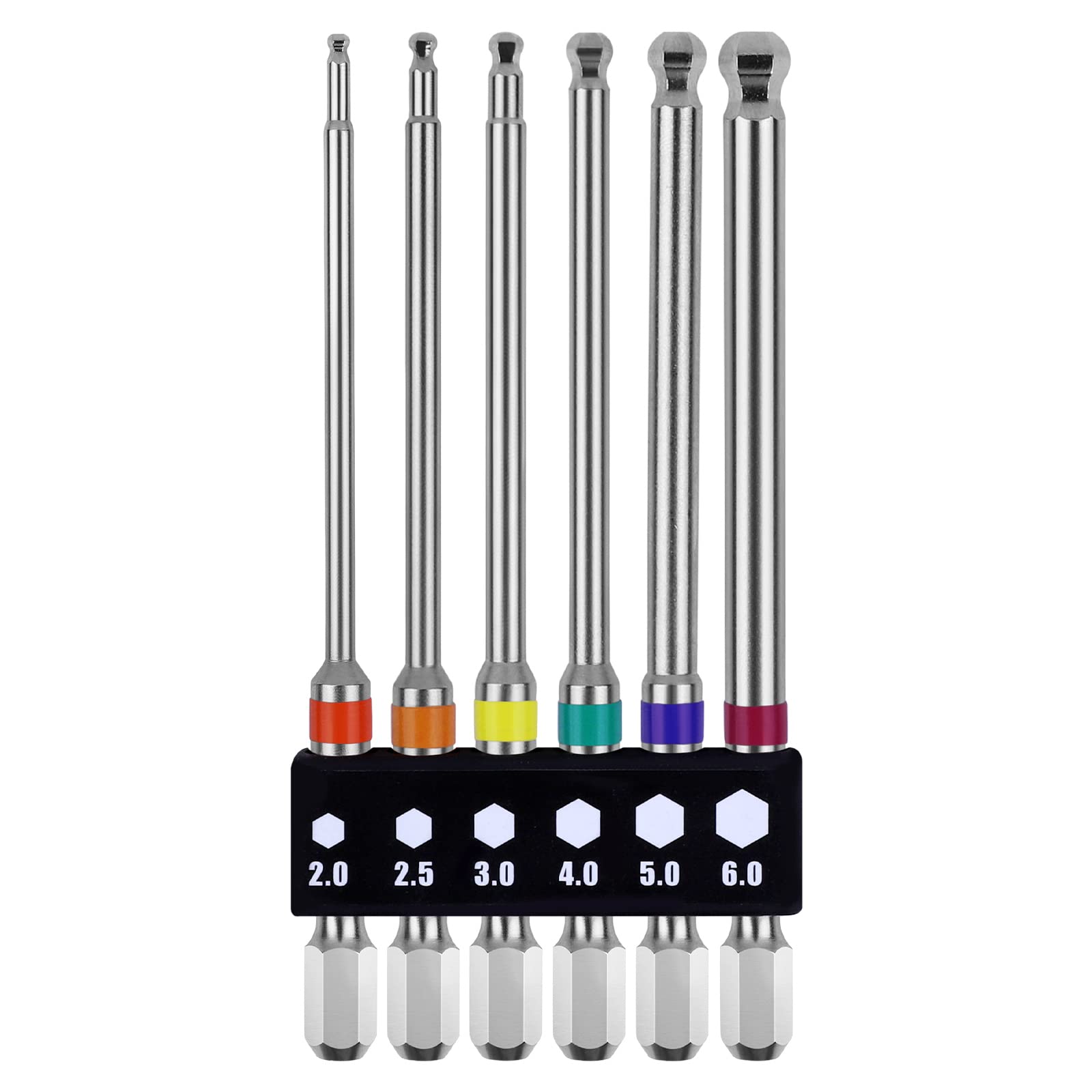 OIENNI Ball Point Hex Bit Hex Magnetic Driver for Electric Screwdrivers Set, 6-Piece Set, 100mm, Single-Head, 6.35mm Shank, Bits, 2/2.5/3/4/5/6 Flats,
OIENNI Ball Point Hex Bit Hex Magnetic Driver for Electric Screwdrivers Set, 6-Piece Set, 100mm, Single-Head, 6.35mm Shank, Bits, 2/2.5/3/4/5/6 Flats,