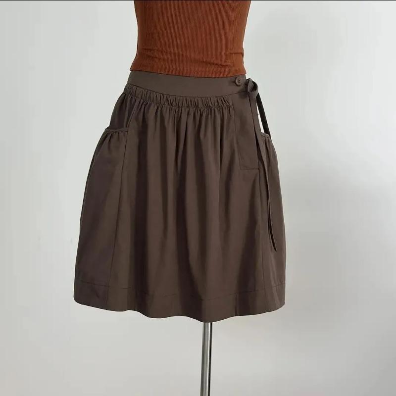 Summer Women Brown Elastic Waist Tie Pocket Flared A Line Skirt S коричневий
Summer Women Brown Elastic Waist Tie Pocket Flared A Line Skirt S коричневий