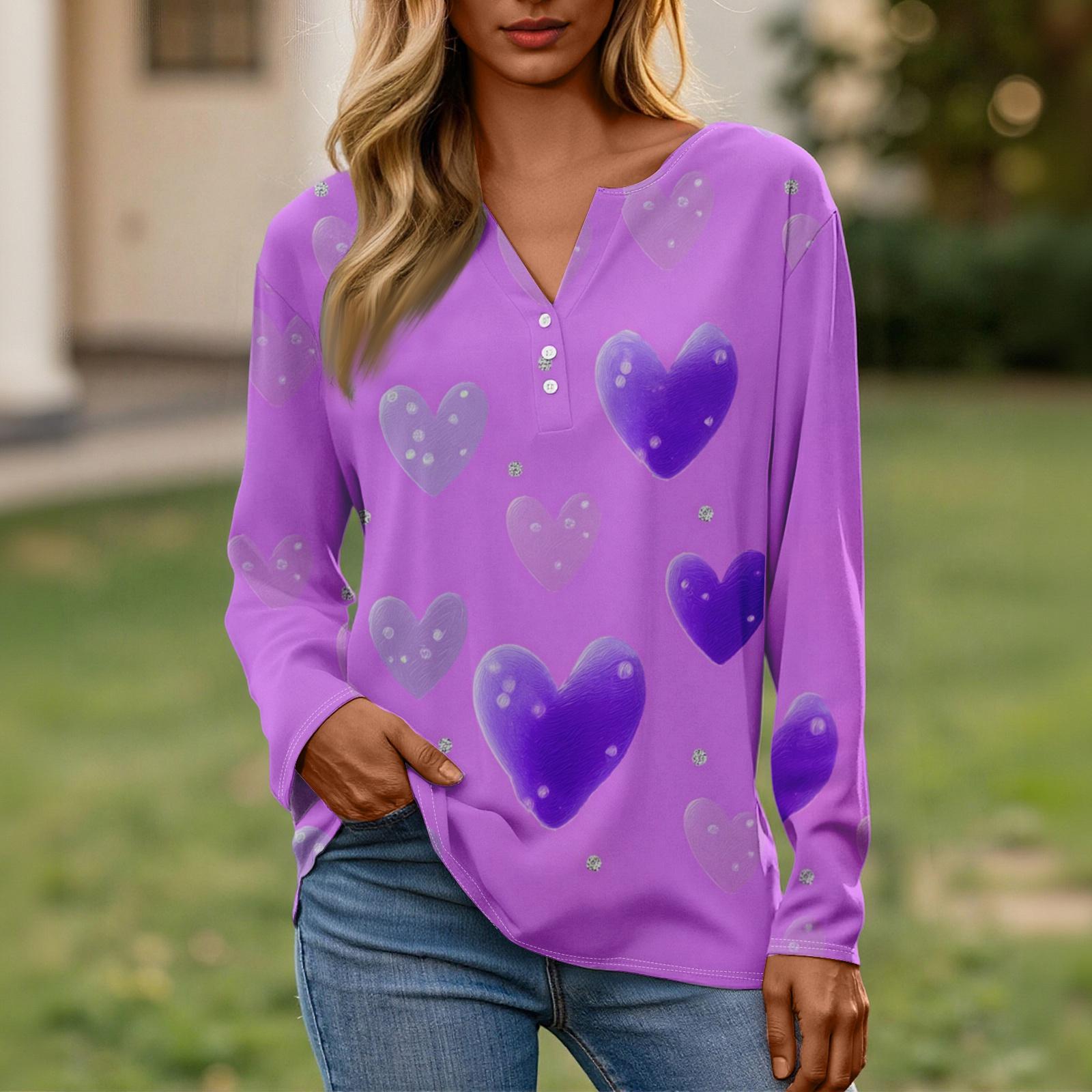 Women s Valentine s Day Fashionable Casual V-neck Long-sleeved Button-down Top S фіолетовий
Women s Valentine s Day Fashionable Casual V-neck Long-sleeved Button-down Top S фіолетовий