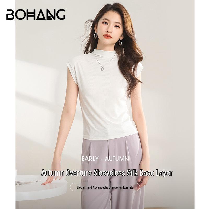 Bohang Women s Silk Ribbed Sleeveless Semi-High Neck Tank Top - Skin-Friendly, Slim Fit, Early Autumn Extra Large (110g)
Bohang Women s Silk Ribbed Sleeveless Semi-High Neck Tank Top - Skin-Friendly, Slim Fit, Early Autumn Extra Large (110g)