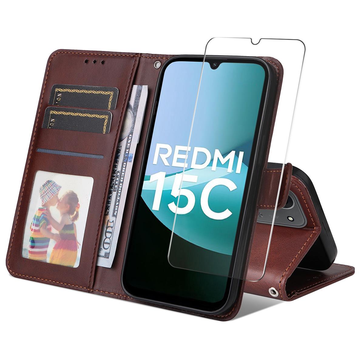 For Xiaomi 15C 4G (Global) (171mm)/Poco C85 4G PU Leather Wallet Case Phone Stand Cover with Tempered Glass Brown
For Xiaomi 15C 4G (Global) (171mm)/Poco C85 4G PU Leather Wallet Case Phone Stand Cover with Tempered Glass Brown