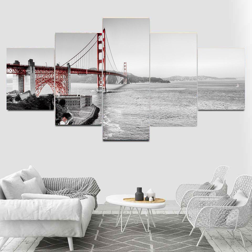 5 Panels Landscape Canvas Painting San Francisco Golden Gate Bridge Sunset Posters and Prints Wall Art Room Home Decor No Frame 20x35 20x45 20x55cm
5 Panels Landscape Canvas Painting San Francisco Golden Gate Bridge Sunset Posters and Prints Wall Art Room Home Decor No Frame 20x35 20x45 20x55cm