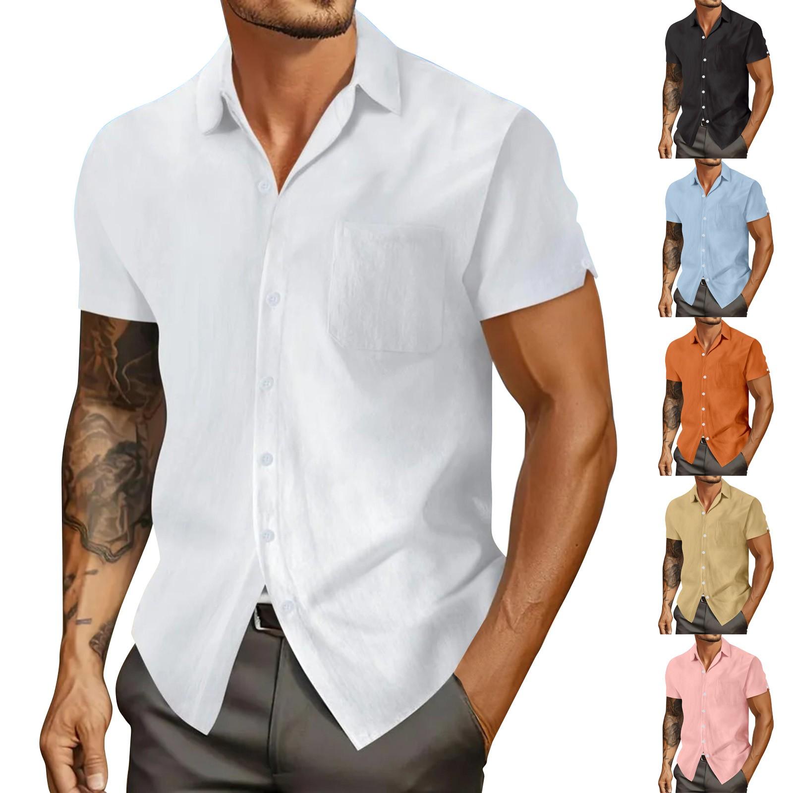 Men s Summer Solid Color Lapel Short-Sleeved Shirt Men s Casual Fashion Short-Sleeved Shirt L
Men s Summer Solid Color Lapel Short-Sleeved Shirt Men s Casual Fashion Short-Sleeved Shirt L
