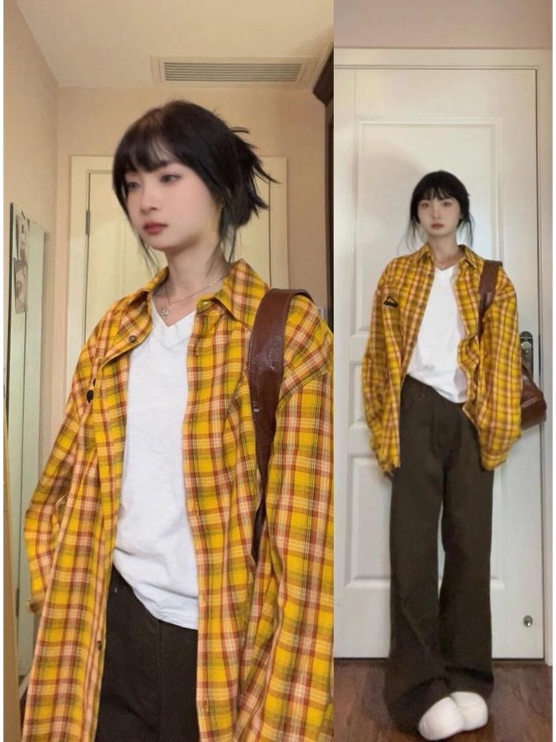 Women s Yellow Plaid Embroidered Long-Sleeve Shirt - Retro Hong Kong Style, Spring/Autumn Casual Chic XL
Women s Yellow Plaid Embroidered Long-Sleeve Shirt - Retro Hong Kong Style, Spring/Autumn Casual Chic XL