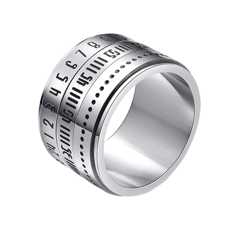 Oakky mens stainless steel 14MM width lucky dice arabic numeral spinner ring Rotatable Calendar Watch Biker Band Silver size 21
Oakky mens stainless steel 14MM width lucky dice arabic numeral spinner ring Rotatable Calendar Watch Biker Band Silver size 21
