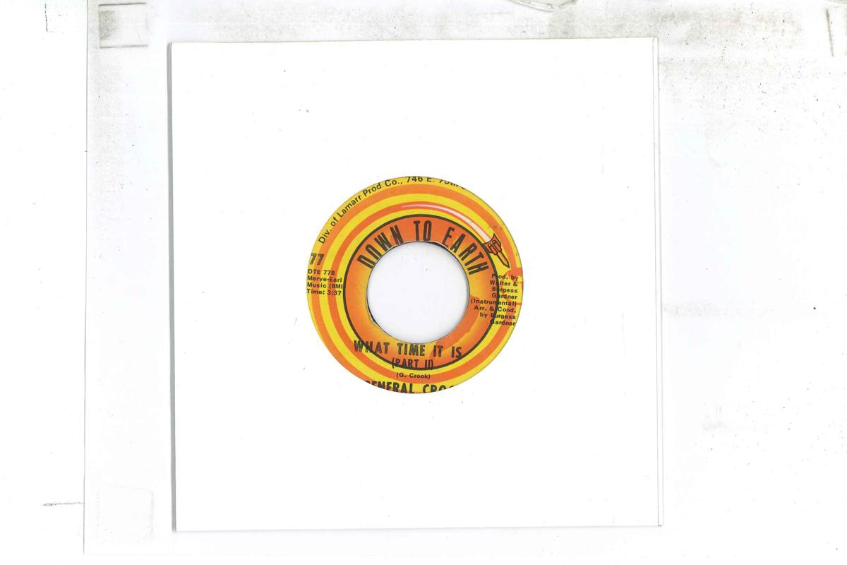7inch Record GENERAL CROOK What Time It Is 77 DOWN TO EARTH 1971 US SoulFunk Used
7inch Record GENERAL CROOK What Time It Is 77 DOWN TO EARTH 1971 US SoulFunk Used