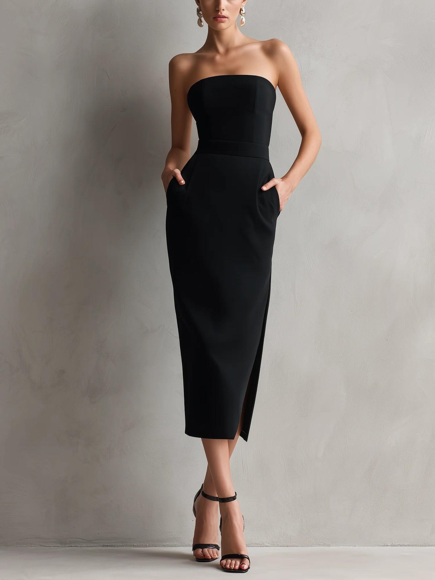 Luxury Women s Strapless Waist-Cinched Midi Skirt Dress with Slit and Pockets - Perfect for Formal Parties and Banquets. S чорний
Luxury Women s Strapless Waist-Cinched Midi Skirt Dress with Slit and Pockets - Perfect for Formal Parties and Banquets. S чорний