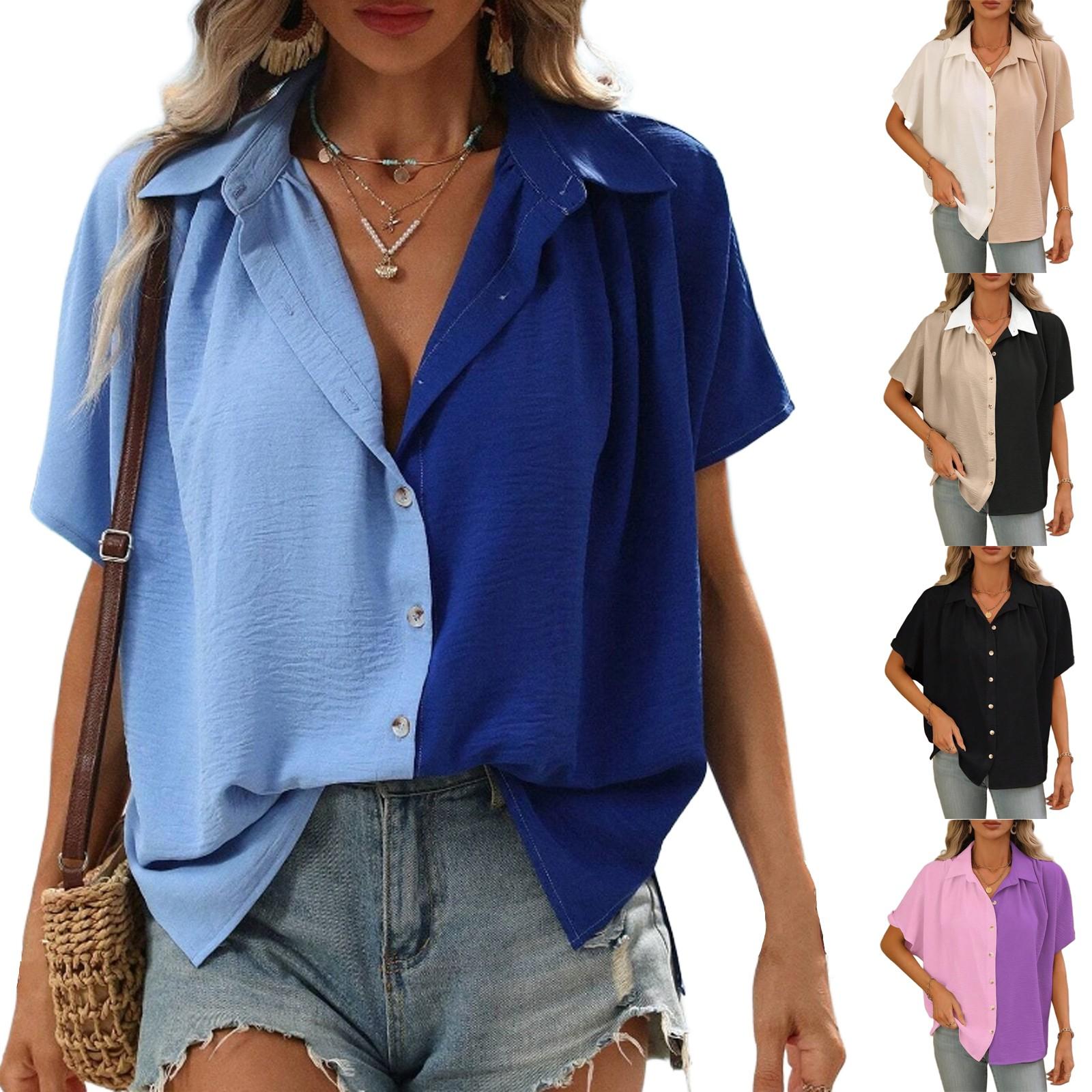 Women s Fashion Casual Summer Loose Colorblock Shirt Short Sleeve Lapel Fashion Tops XL білий
Women s Fashion Casual Summer Loose Colorblock Shirt Short Sleeve Lapel Fashion Tops XL білий