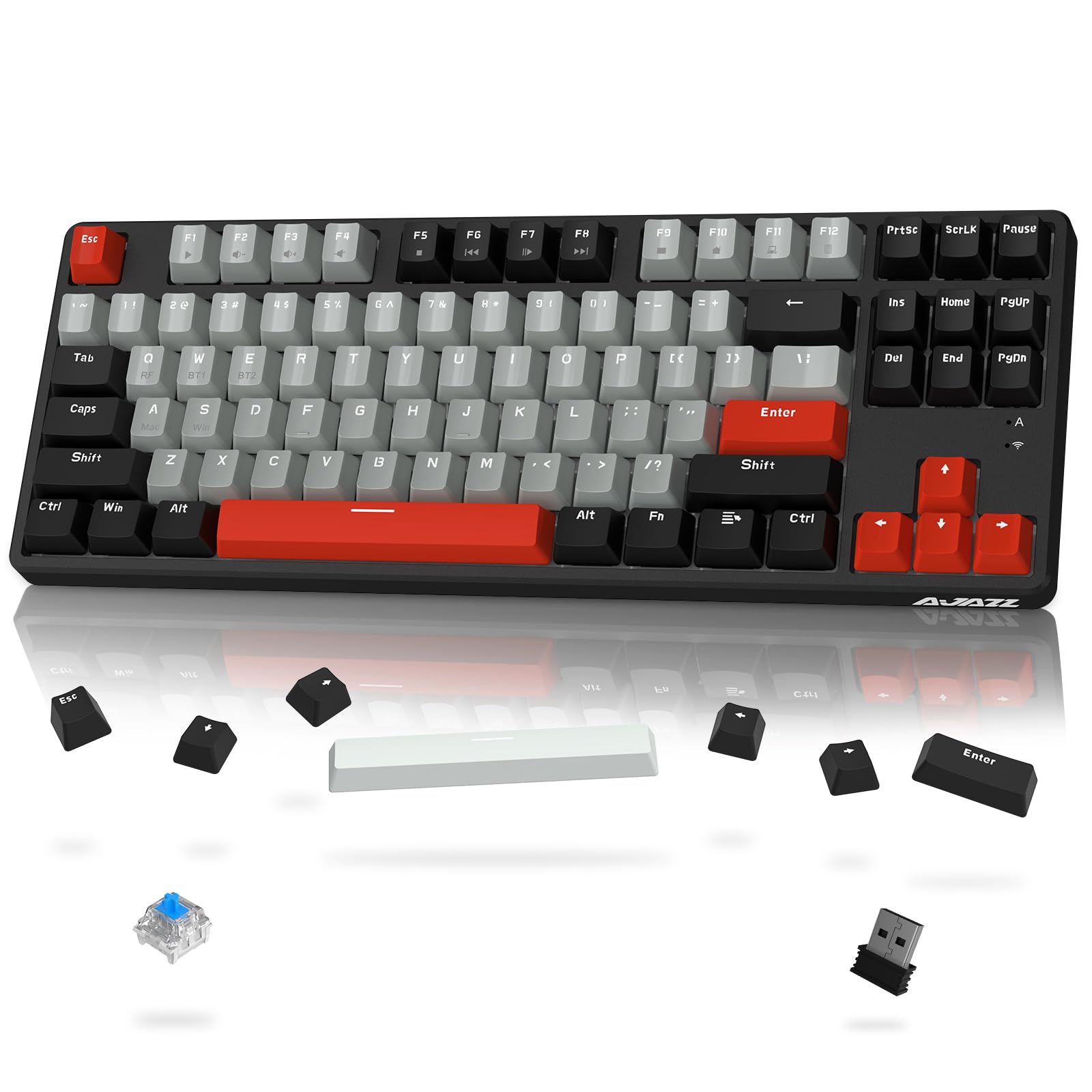 SHARK AK871 Gaming Keyboard Dual Mode Connection 87 Keys Mechanical Keyboard Hot Plug Support ABS Patchwork Ball Keycap Blue Switch Tenkeyless
SHARK AK871 Gaming Keyboard Dual Mode Connection 87 Keys Mechanical Keyboard Hot Plug Support ABS Patchwork Ball Keycap Blue Switch Tenkeyless