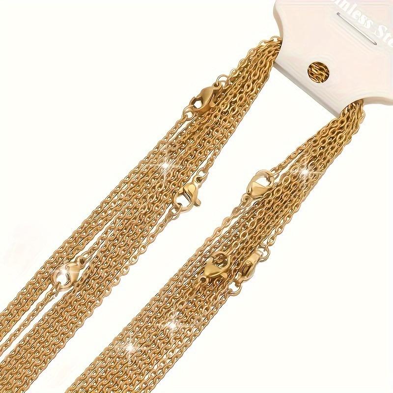 TEMU Gold & Silver Plated Stainless Steel Necklace: Flattened O-Link Cross Chain with Tail Chain, Collarbone DIY.
TEMU Gold & Silver Plated Stainless Steel Necklace: Flattened O-Link Cross Chain with Tail Chain, Collarbone DIY.