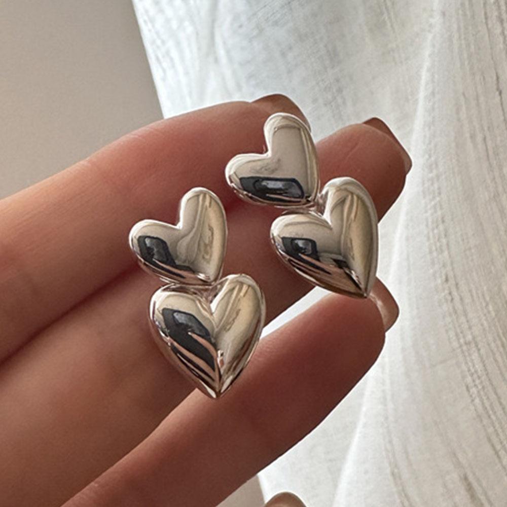 925 Sterling Silver Earrings For Women Trendy Simple Double Heart Earring Jewelry Prevent Allergy Party Christmas Accessories
925 Sterling Silver Earrings For Women Trendy Simple Double Heart Earring Jewelry Prevent Allergy Party Christmas Accessories